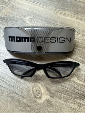Momo Design Titan Italy NEW Black Rectangular Sunglasses 60-18-141